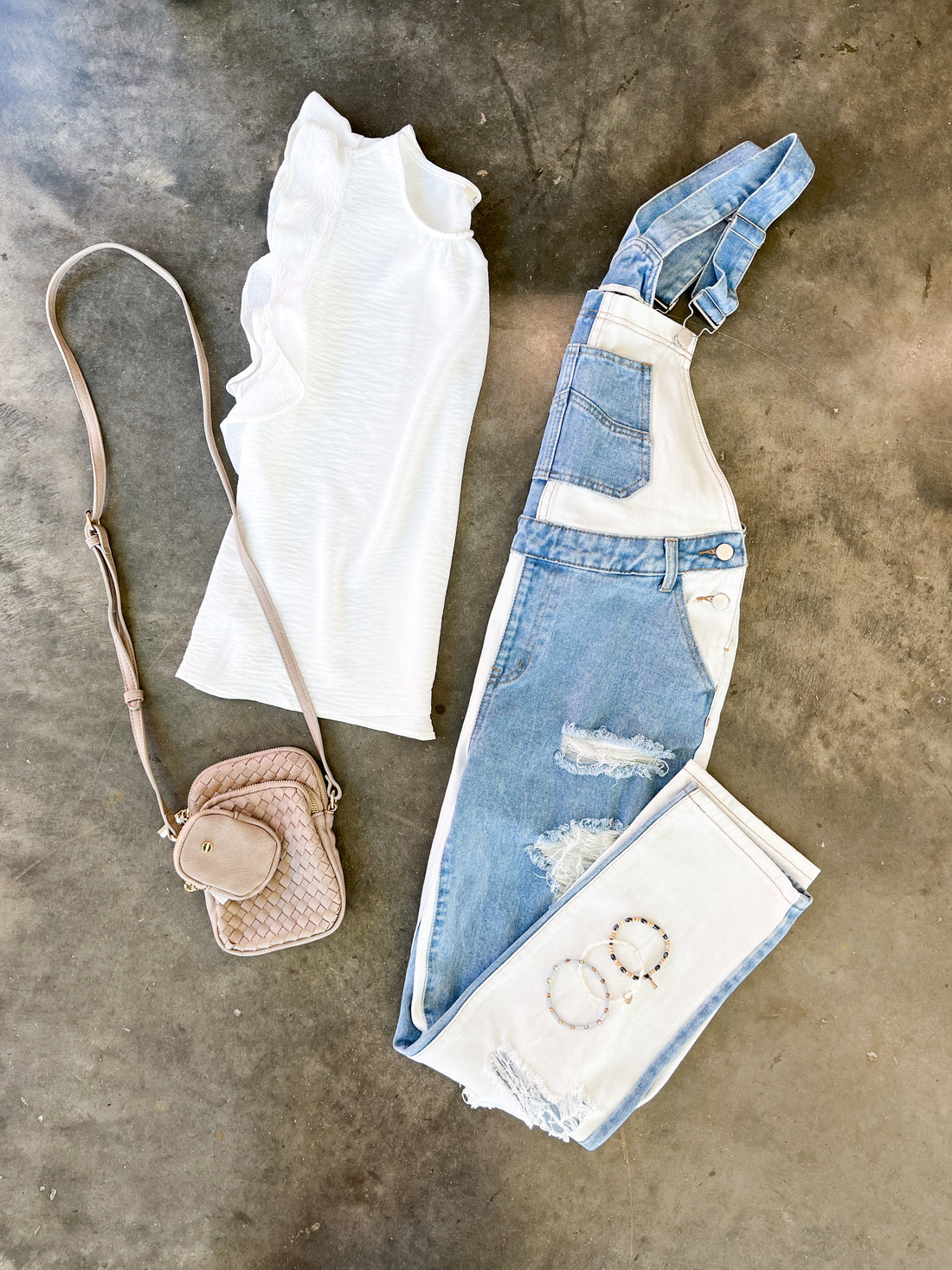 Color Block Patchwork Denim Overalls