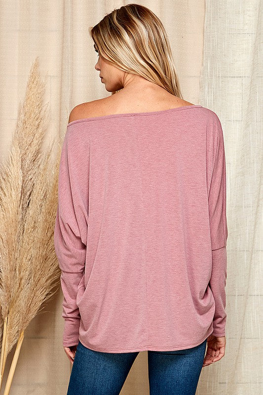 pink long sleeve basic top