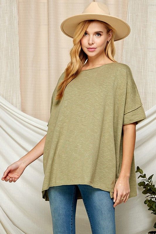 green oversized loose fitting top