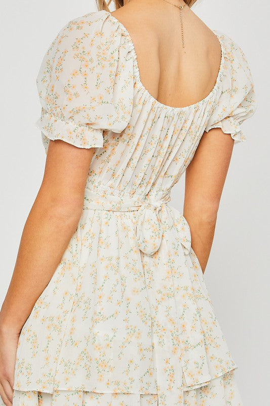 love tree floral ivory tie back romper