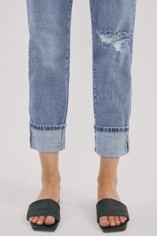relaxed fit cuffed jeans