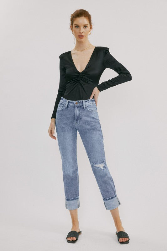 kancan medium wash high rise zipper fly relaxed fit jeans