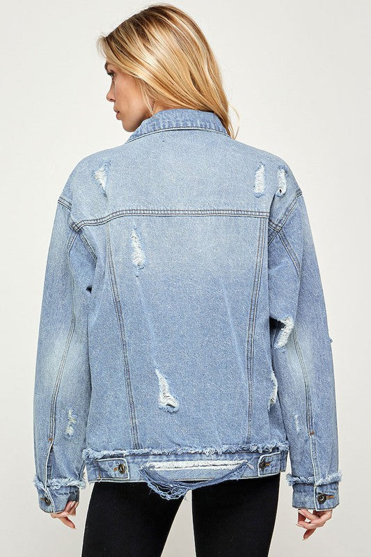 light wash oversized denim jacket