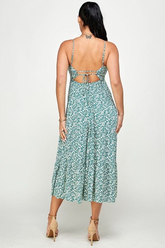 Green Floral Midi Dress