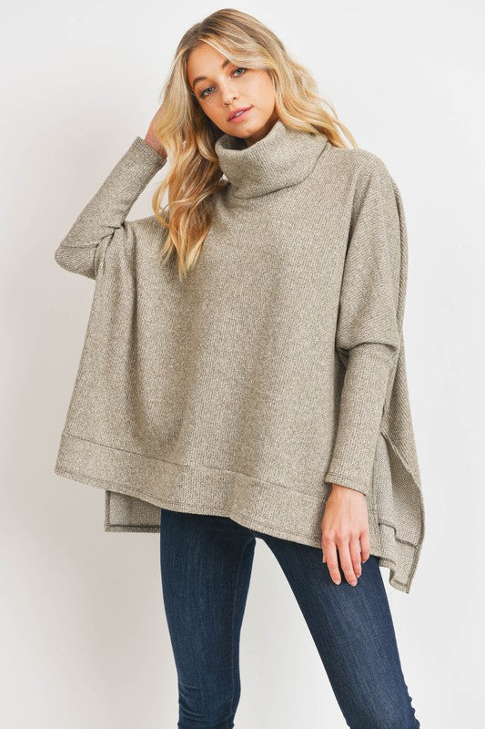 Olive Brushed Knit Tunic Top