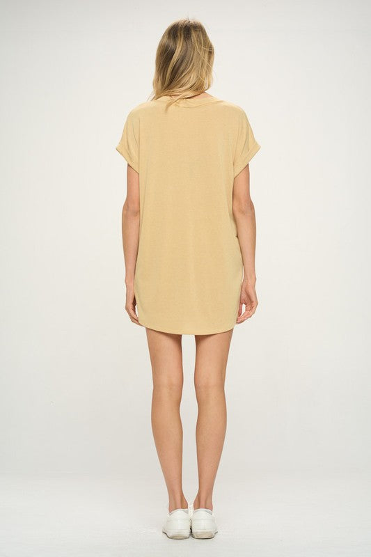 yellow pocket tee shirt dress