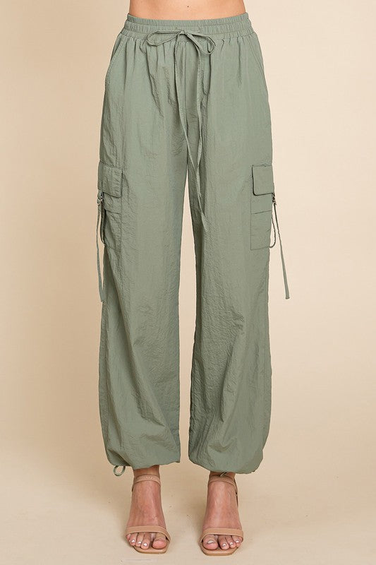 olive cargo parachute cargo pants