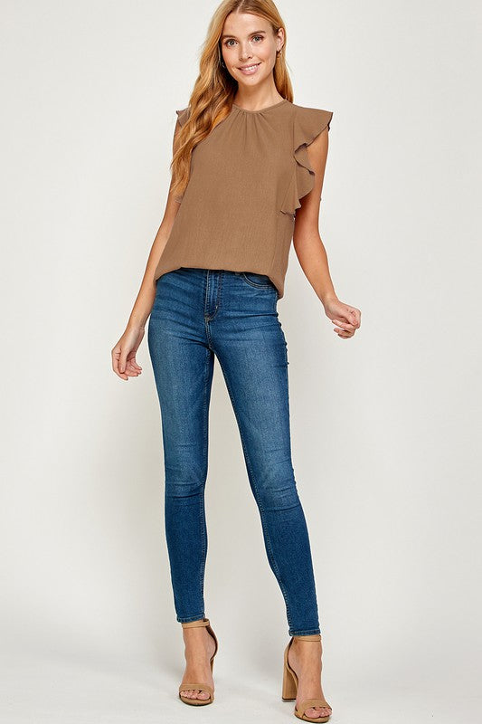 brown basic sleeveless top