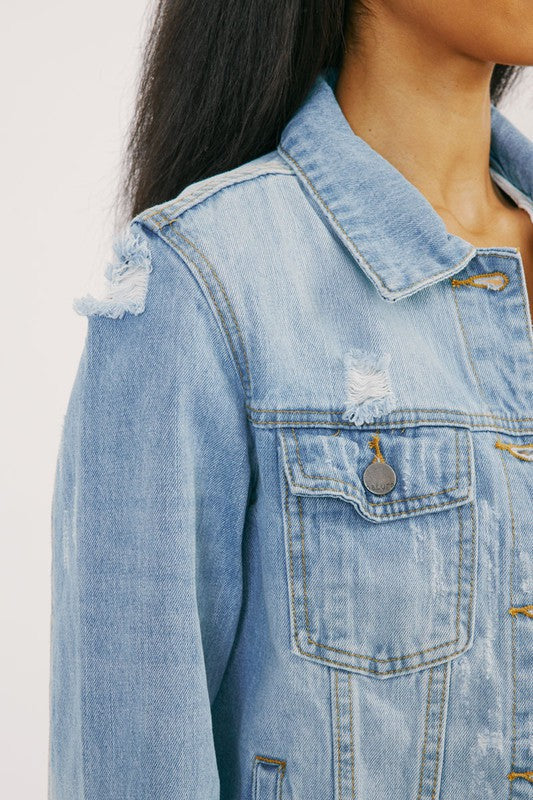 medium wash womens denim jacket