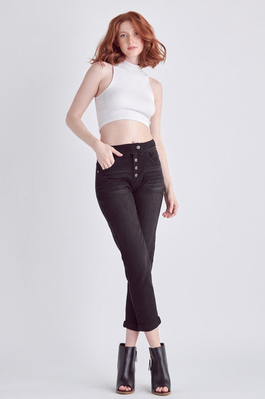 black high rise tummy control jeans