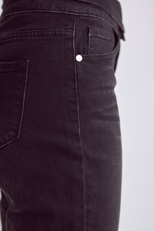 black high rise straight leg jeans