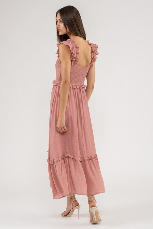 mauve pink sleeveless maxi dress