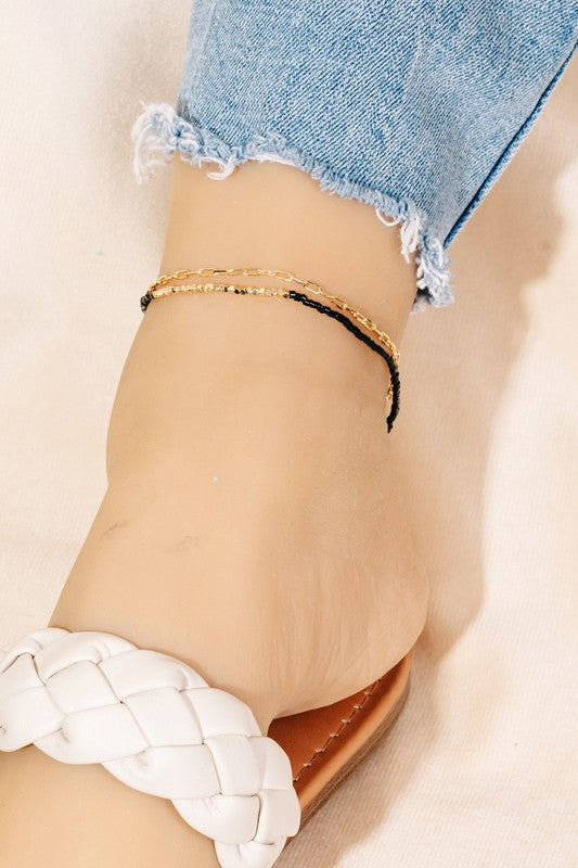black and gold beaded anklet