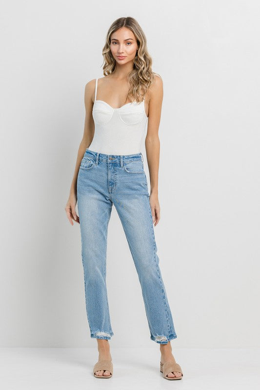light wash mid rise cropped jeans