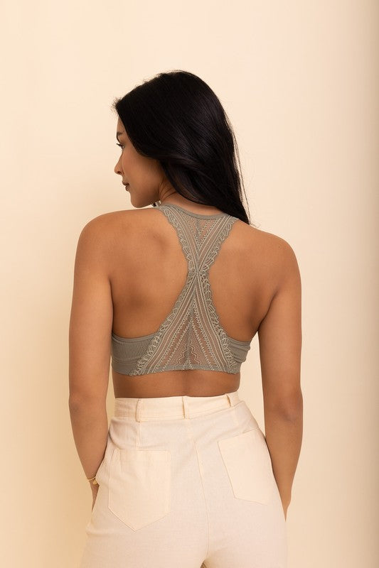 green padded smooth lace racerback bralette
