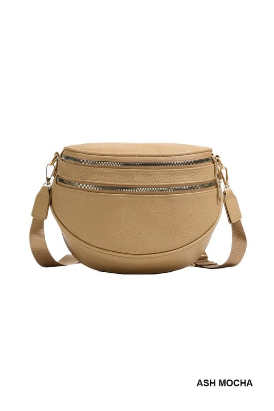 brown crossbody faux leather bag