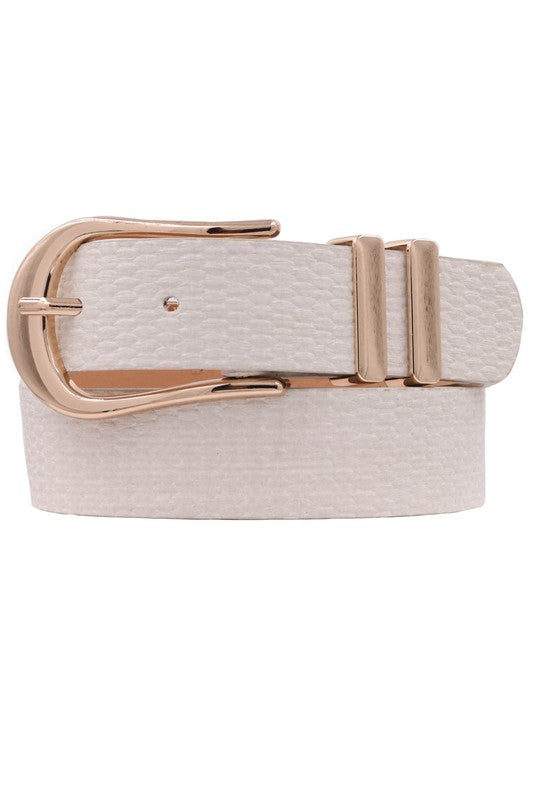Off White Weave Pattern Belt