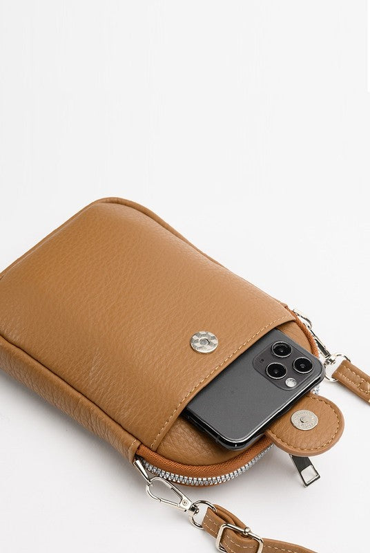 brown vegan leather crossbody purse