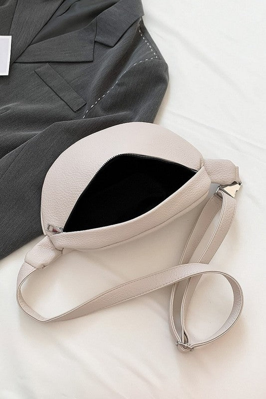 off white vegan leather fanny pack