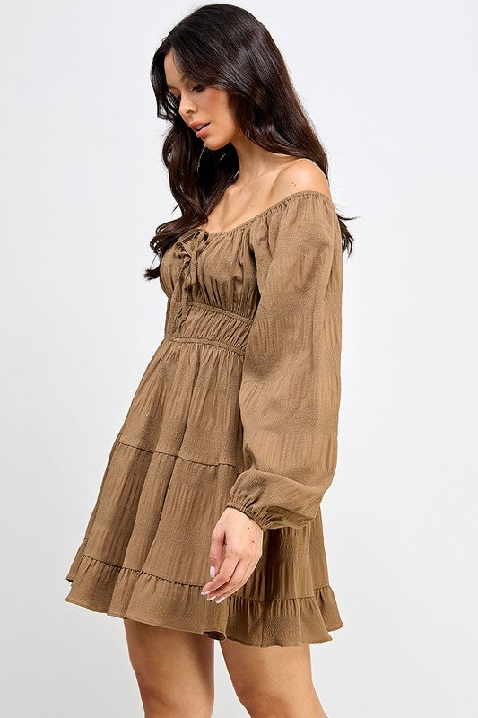 brown long sleeve fall dress