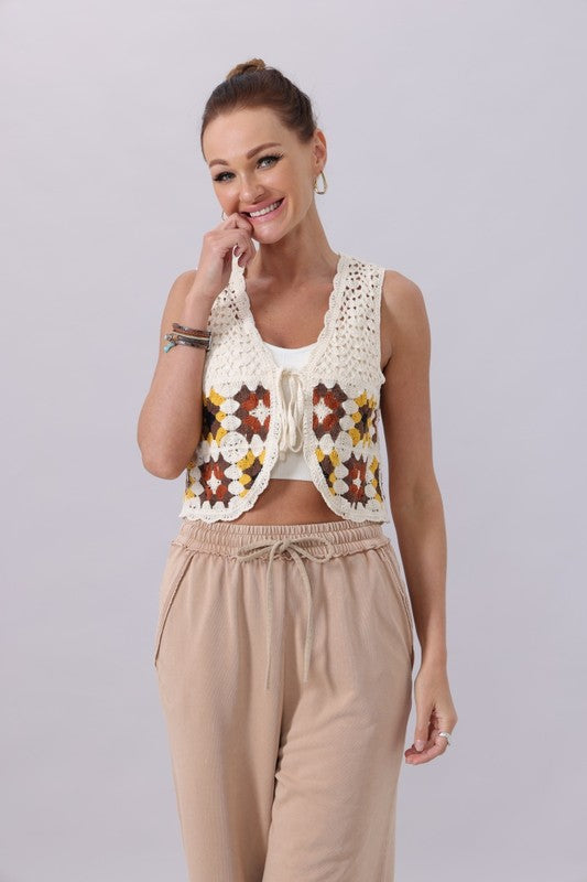 crochet floral vest top