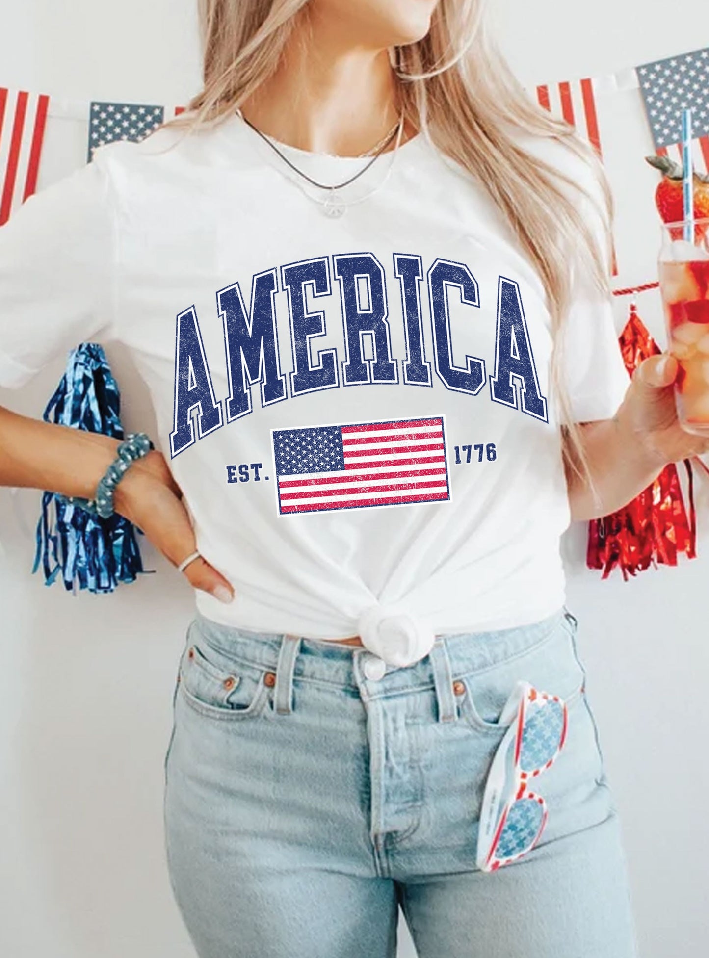 rustee clothing bella canvas white america flag t shirt