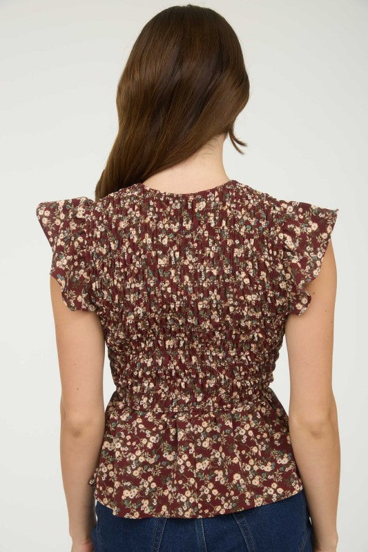 blu pepper floral short sleeve tops