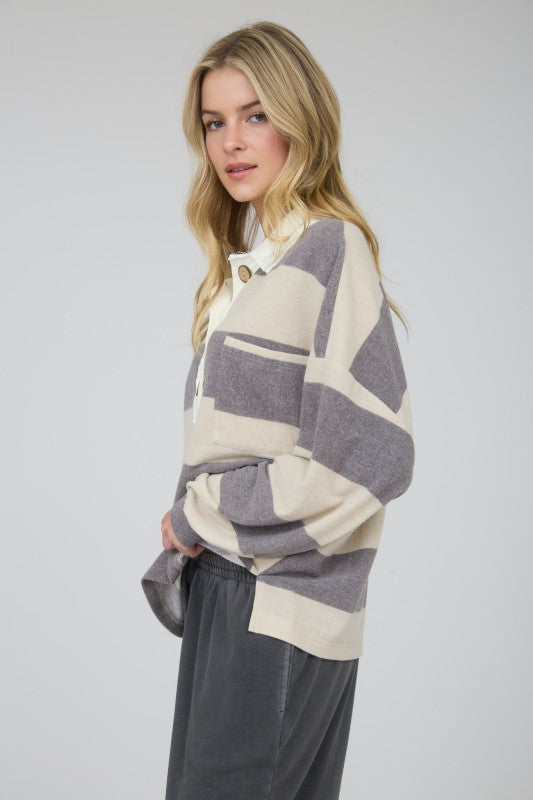 blu pepper long sleeve striped top