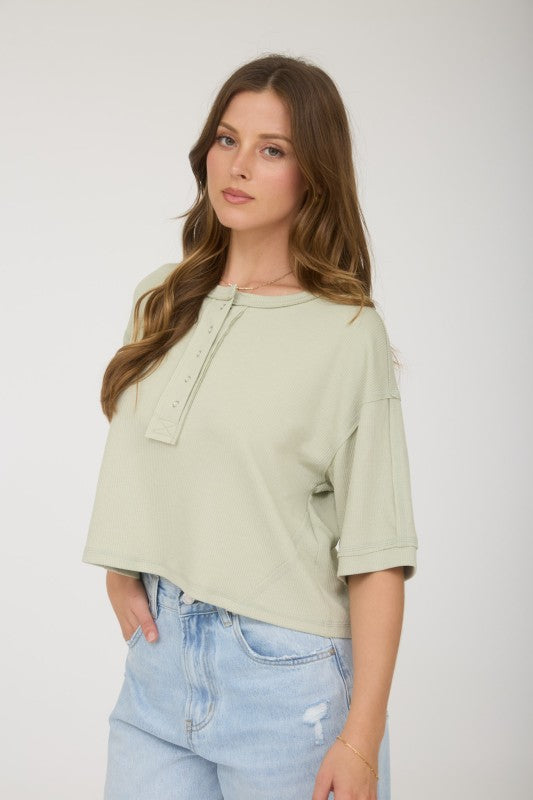green short sleeve boxy top