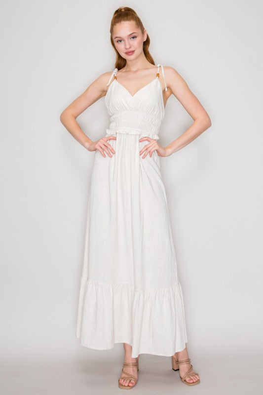 Light Oatmeal Sleeveless Maxi Dress