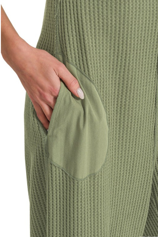 olive green jumpsuit with pockets