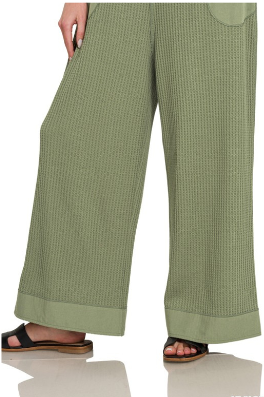 green wide leg flowy jumpsuit