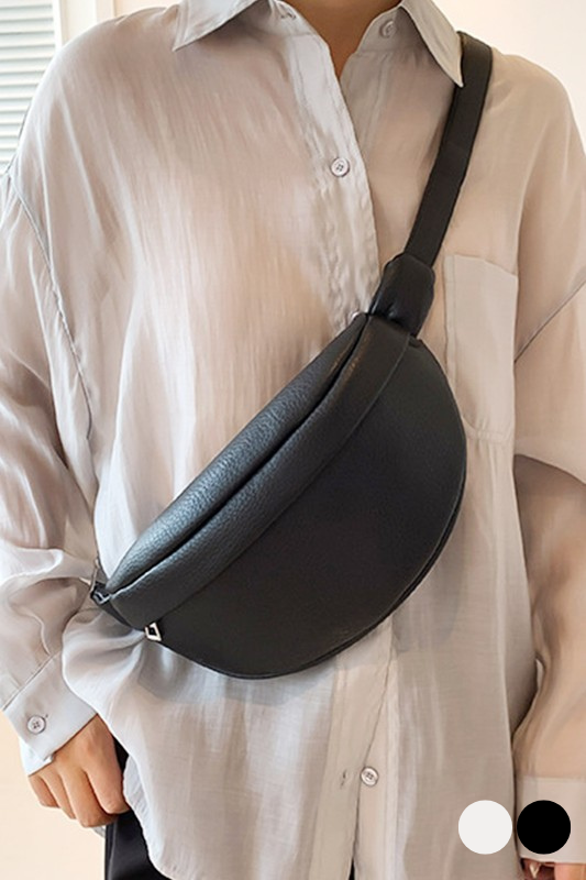 Off White Vegan Leather Crossbody Fanny Bag