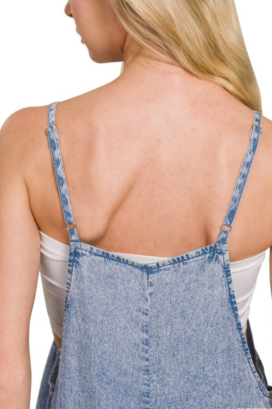 sleeveless blue jumpsuit