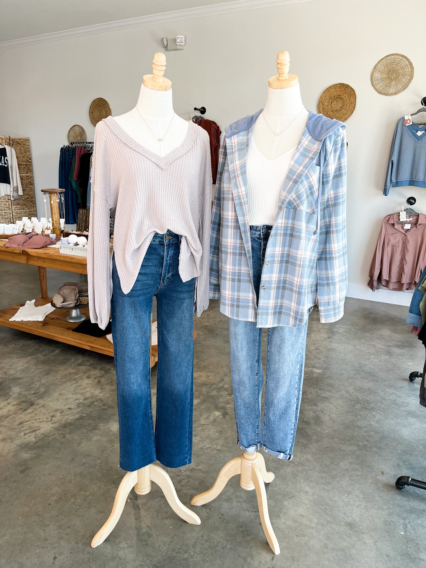 blue plaid shacket with hood