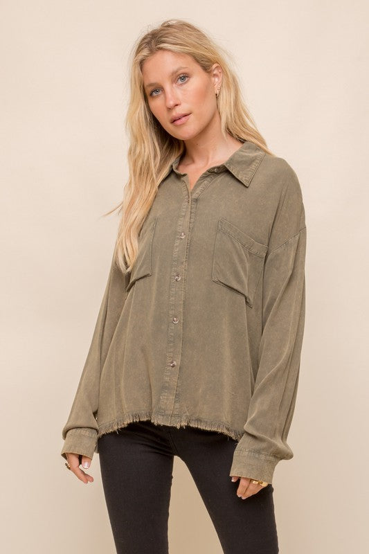 green vintage washed top