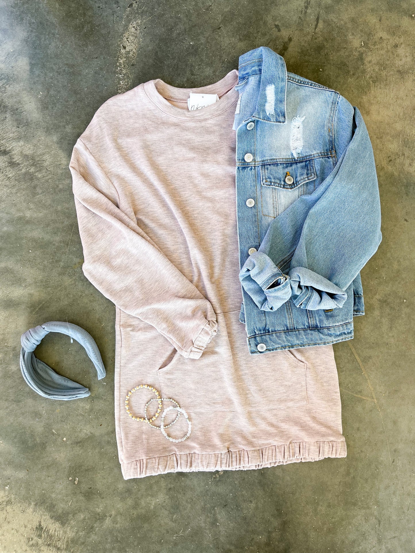 Heather Mauve Sweatshirt Dress/Tunic