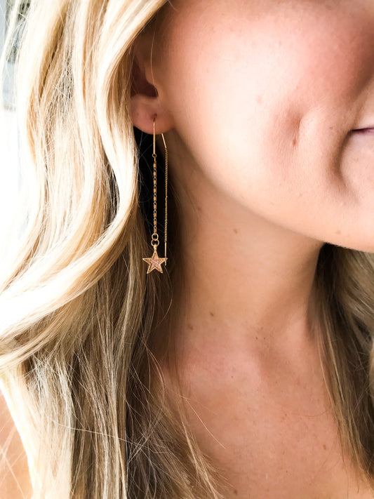 Gold Star Threader Earrings