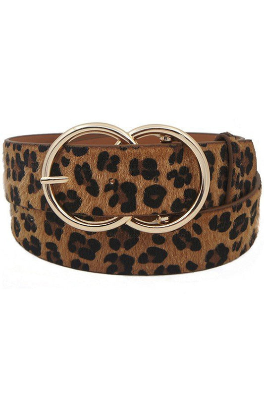 leopard faux fur belt