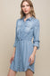 Light Wash Long Sleeve Button Up Denim Dress