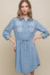 Light Wash Long Sleeve Button Up Denim Dress