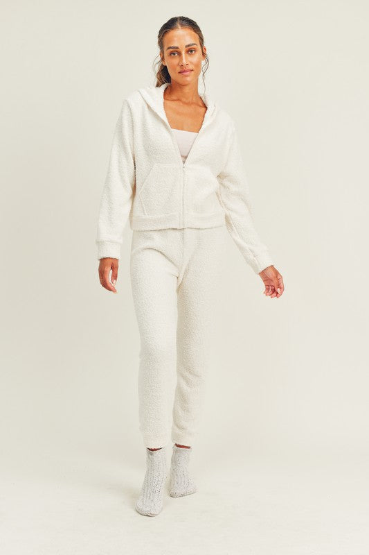 cream sherpa lounge set