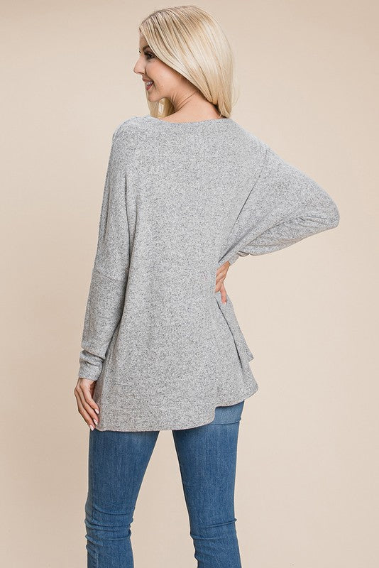 grey soft long sleeve basic top