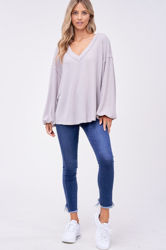 taupe long sleeve thermal top