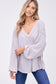 taupe v neck balloon sleeve top