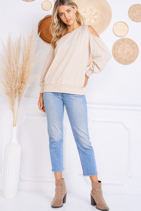 oatmeal cut out long sleeve top