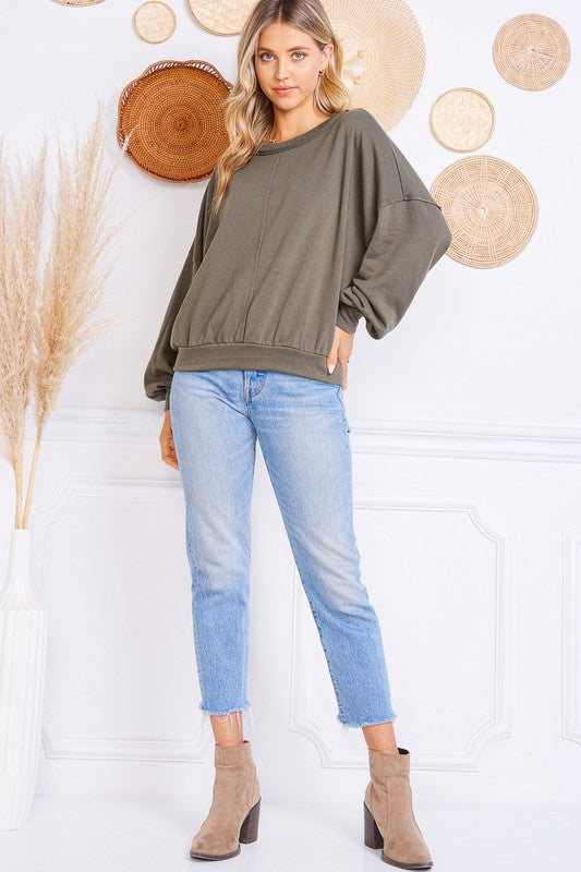 olive green long sleeve top