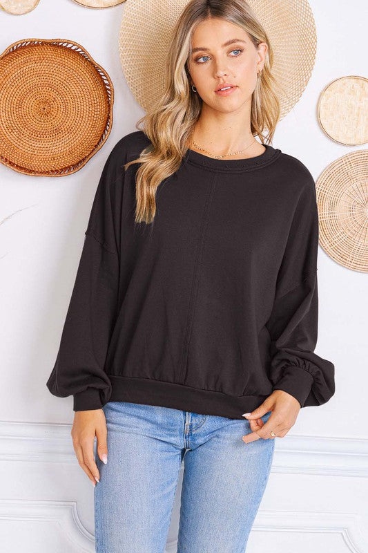 black cut out back long sleeve top