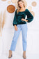 hunter green balloon sleeve velvet holiday top