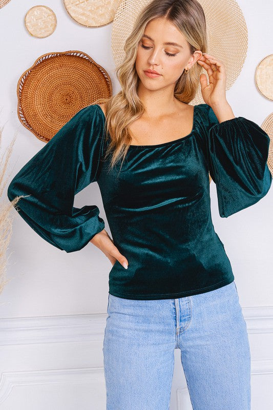 hunter velvet long sleeve top